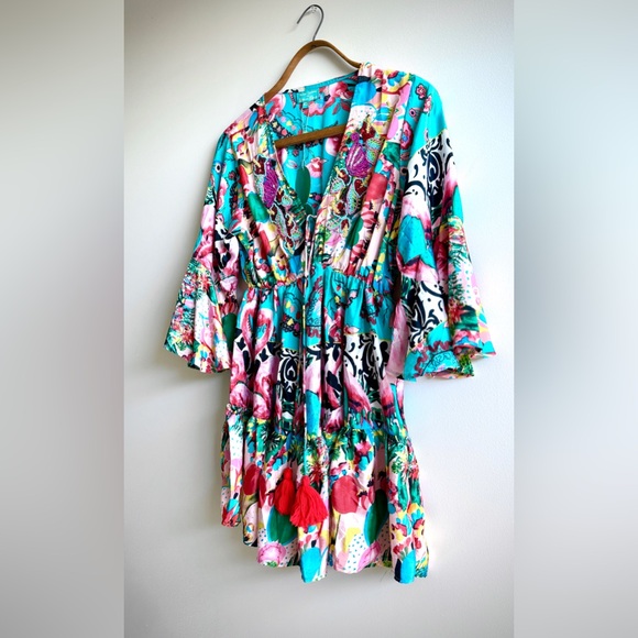 NWT Antica Sartoria Giacomo Cinque Sequin Tassel Italian Capri Mini Sun Dress - Picture 4 of 9